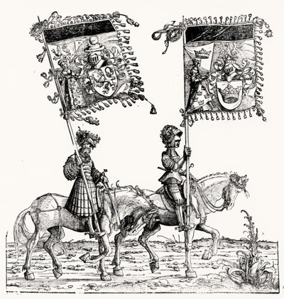 Dos Caballeros Montados, de la Procesión Triunfal de Maximiliano, c.1516-18 de Hans Burgkmair