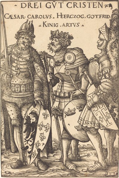 Carlomagno, Arturo y Godofredo de Hans Burgkmair I