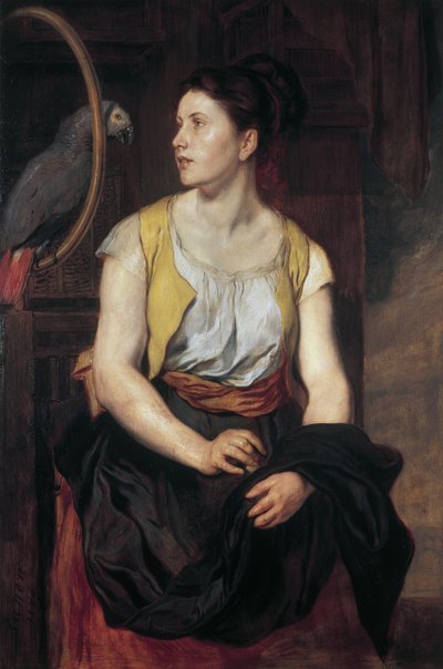 Niña con loro de Hans Canon