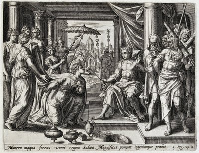 Salomón recibe a la reina de Seba
Historia de Salomón (título de la serie)
Historia Salomonis regis (...) (título de la serie)
Thesaurus sacrarum historiaru[m] veteris testame[n]ti, elega[n]tissimis imaginibus expressu[m] excelle[n]tissimoru[m] in hac a de Hans Collaert (I) (attributed to)
