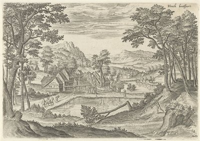 Vista de Bosvoorde Hooch bootffort (título en objeto) Lugares de interés del área de Bruselas (título de la serie) de Hans Collaert (I)