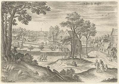 Vista de Ixelles Ixelles cerca de Bruselas (título sobre objeto) Lugares de interés del área de Bruselas (título de la serie) de Hans Collaert (I)