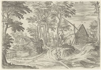 Vista de Etterbeek Etter Becke (título sobre el objeto) Lugares de interés del área de Bruselas (título de la serie) de Hans Collaert (I)
