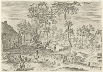 Vista de Schaerbeek Schaerbeke (título sobre objeto) Lugares de interés del área de Bruselas (título de la serie) de Hans Collaert (I)