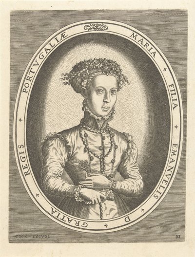 Retrato de la Princesa María de Portugal Casas reales europeas (título de la serie) de Hans Collaert (I)