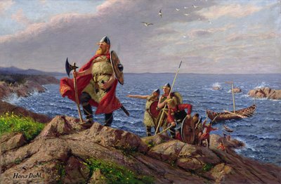 Leif Eriksson descubre América (óleo sobre lienzo) de Hans Dahl