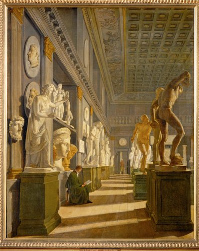 Sala de Antigüedades del Palacio de Charlottenborg, Copenhague ... (pintura sobre lienzo) de Hans Ditlev Christian Martens Kiel
