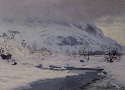 Paisaje de montaña, invierno de Hans Fredrik Henriksen Borgen