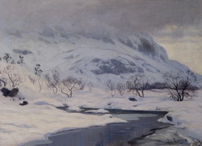 Paisaje de montaña, invierno de Hans Fredrik Henriksen Borgen