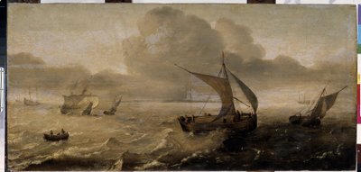 "La tempete en mer" (Mar tempestuoso) Peinture de Hans Goderis (1622-1642) 17eme siecle Musee de l