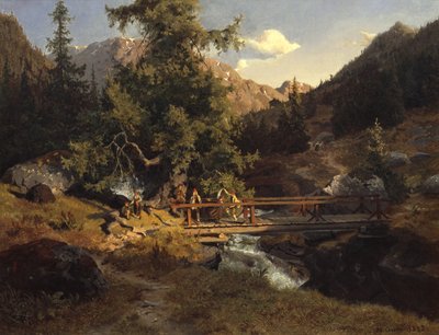 Baile folclórico en el puente de Hans Gude