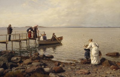 Vida de verano en la playa. de Hans Gude