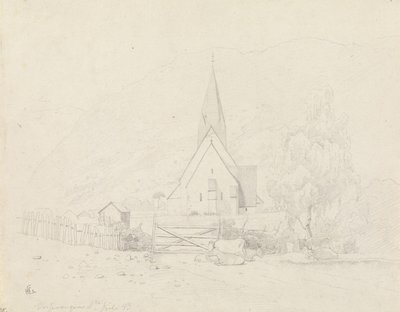 Vossevangen con la iglesia de Voss de Hans Gude