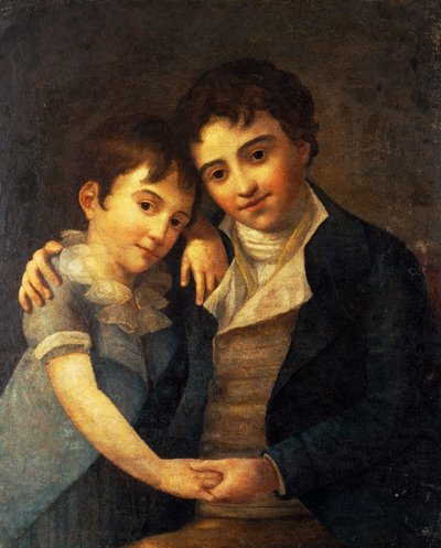 Retrato de Franz Xaver Wolfgang y Karl Thomas, hijos de Wolfgang Amadeus Mozart de Hans Hansen