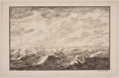 Barcos en mar agitado. Ilustración para Fontenay, "Evolución del Mar"; Copenhague 1743 de Hans Henrich Christian Ulrich