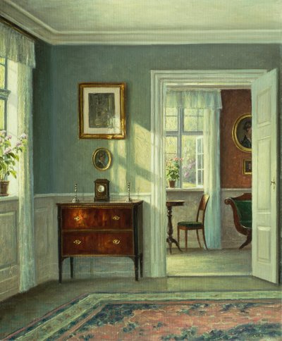 Un interior (óleo sobre lienzo) de Hans Hilsoe