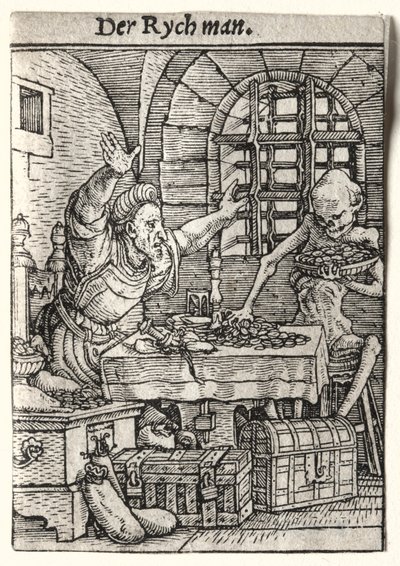 Danza de la muerte: El avaro, c. 1526 de Hans Holbein
