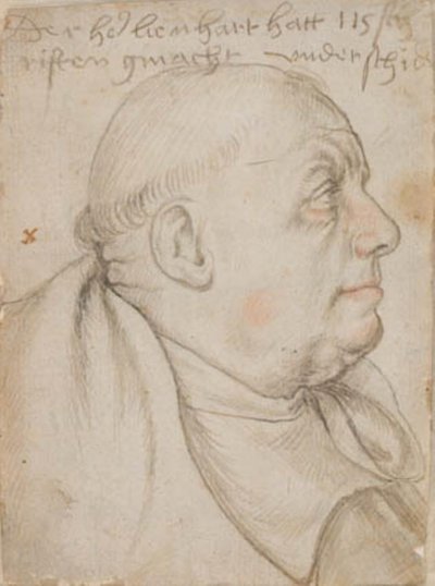 Retrato del calígrafo Leonhard Wagner, apodado Würtslin, monje de los Santos Ulrico y Afra en Augsburgo, de perfil a la derecha de Hans Holbein d.Æ.