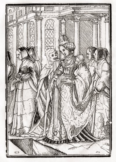 La muerte viene por la emperatriz, grabado por Georg Scharffenberg, de 