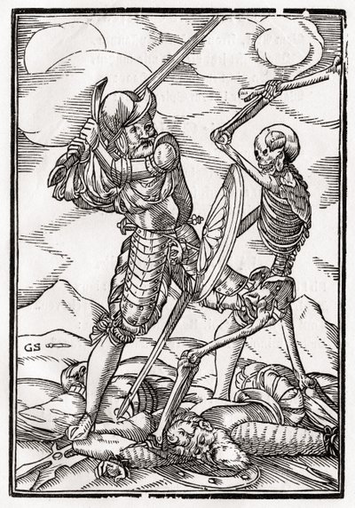 La muerte llega al soldado, grabado por Georg Scharffenberg, de 