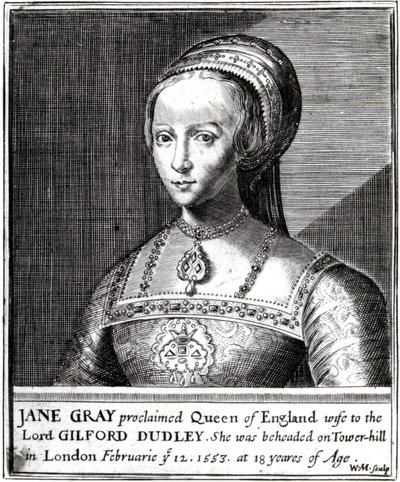 Jane Gray, grabado por William Marshall, 1648 de Hans Holbein der Jüngere