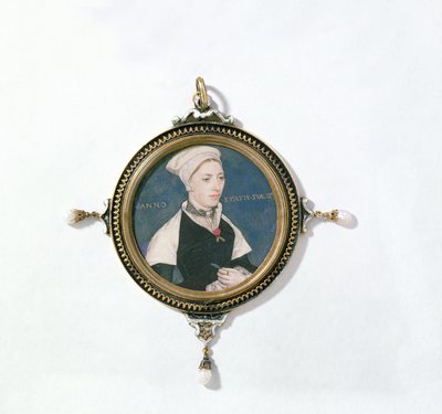 Jane Small, anteriormente conocida como Sra. Robert Pemberton, c.1540 (detalle) de Hans Holbein der Jüngere
