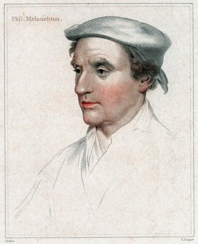 Felipe Melanchthon, grabado por E. Bocquet de Hans Holbein der Jüngere