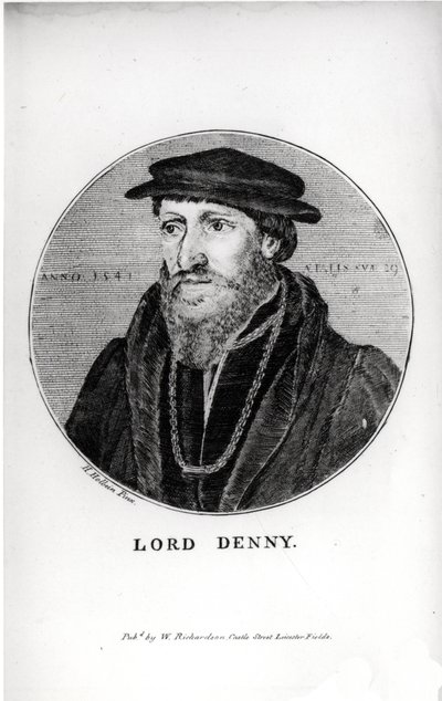 Retrato de Sir Anthony Denny (1501-49) en 1541, grabado por W. Richardson de Hans Holbein der Jüngere