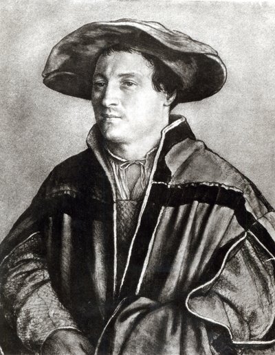 Retrato de un hombre con sombrero rojo, c.1530 de Hans Holbein der Jüngere