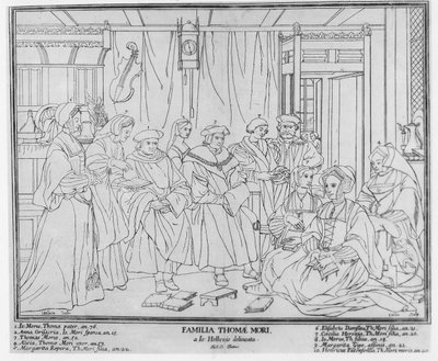 La familia de Thomas More (1478-1535), Canciller de Inglaterra, grabado por Christian de Mechel (1737-1817) 1787 de Hans Holbein der Jüngere