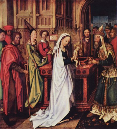 Alemán: Darstellung Christi im Tempel Altar de los Dominicos, ala interior izquierda, panel inferior: La presentación de Cristo en el Templo de Hans Holbein the Elder