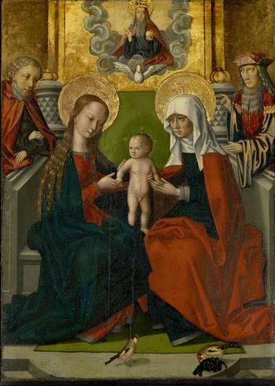 Santa Ana con la Virgen y el Niño, José, Joaquín, Dios Padre y el Espíritu Santo de Hans Holbein the Elder
