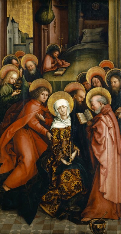 La muerte de la Virgen, ala pintada del retablo de Afra, 1490 de Hans Holbein the Elder