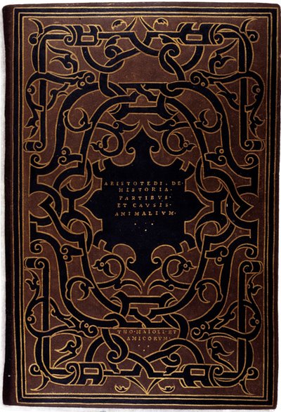 Encuadernación de la colección “Aristotelis et Theophrasti historias” dibujada por Hans Holbein el Joven (1497-1543) 1534 París, artes decorativas de Hans Holbein der Jüngere