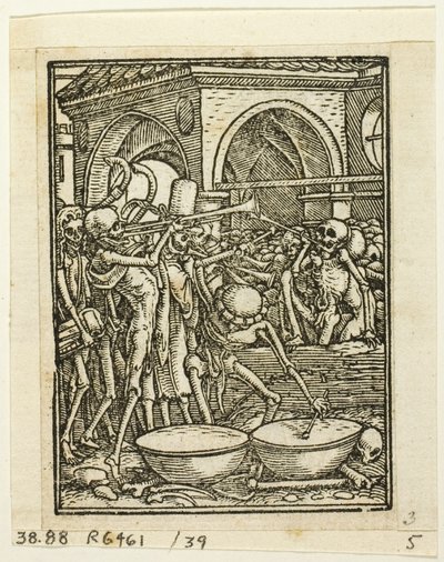 Danza de la muerte, lámina 39 de xilografías de libros del siglo XVI de Hans Holbein the Younger