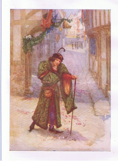 Estoy decidido a probar ser un villano y tener los placeres ociosos de esos días (Rey Ricardo II), de Las Obras Completas de Shakespeare publicadas por George Harrap & Co Ltd, 1920s de Hans Holbein der Jüngere
