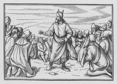 Moisés relata la historia del paso de Israel por el desierto, Deuteronomio I, 3 de Hans Holbein der Jüngere