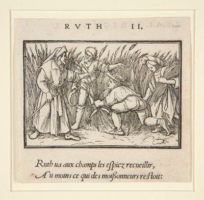 Ruth limpieza en los campos de Booz (anverso); Ana y Elcana (verso) de Hans Holbein der Jüngere