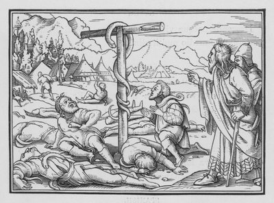La serpiente de bronce, Números XXI, 9 de Hans Holbein der Jüngere