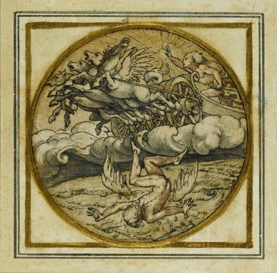 La caída de Ícaro - Diseño para un colgante o insignia de sombrero, c.1532-43 de Hans Holbein der Jüngere