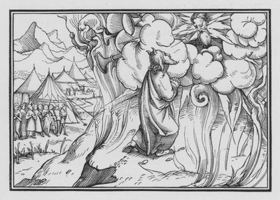 La temible presencia de Dios en el Monte, Éxodo XIX, 18 de Hans Holbein der Jüngere