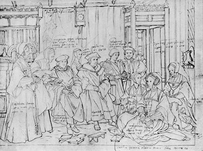 La Familia More, del Boceto de Holbein en el Museo de Basilea, 1527, 1903 de Hans Holbein der Jüngere