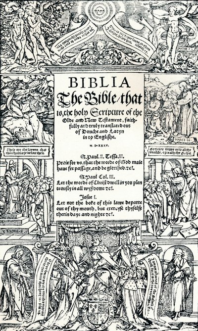 Página de título de la Biblia inglesa de Coverdale, 1535 de Hans Holbein der Jüngere