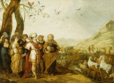 Noé y su familia antes de embarcar en el arca de Hans III Jordaens