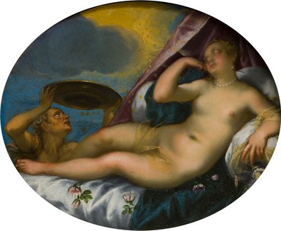Dánae y la lluvia de oro, c.1584-1625 (óleo sobre lienzo) de Hans I or Johann Rottenhammer