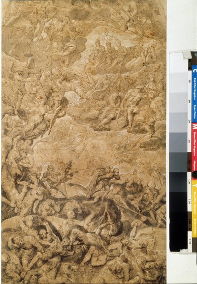 El Juicio Final. Dibujo de Hans Rottenhammer, Ingle (1564-1625). Grisalla sobre papel, 53,7 x 31,6 cm, hacia 1590. Arte alemán, Manierismo. Museo Pushkin de Bellas Artes, Moscú. de Hans I or Johann Rottenhammer
