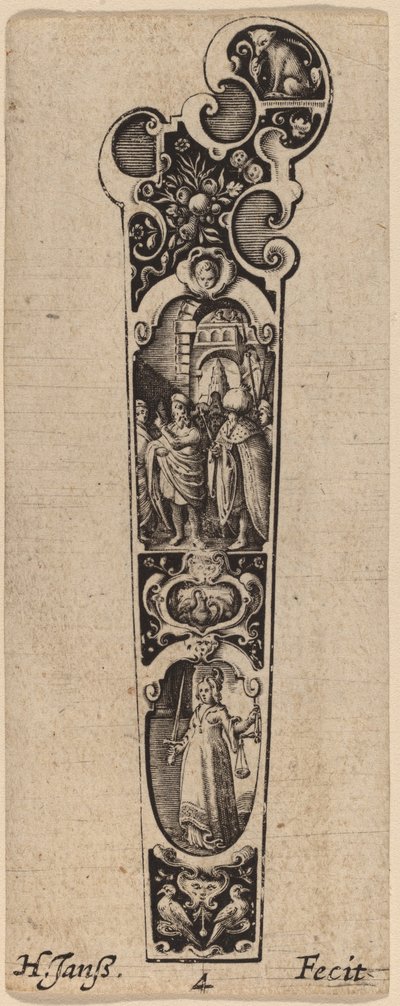 Mango para Cuchillo o Tenedor, Ornamentado con Figuras de Hans Janssen