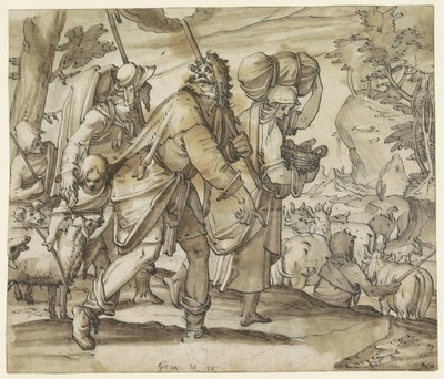 Jacob huye de Labán en la tierra de Canaán de Hans Jegli (II)