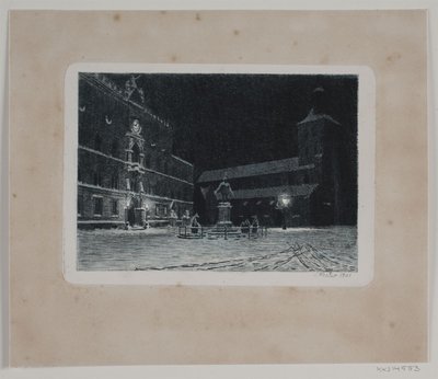 La plaza de la iglesia de San Canuto en Odense. Tarde de Hans Julius Fæster