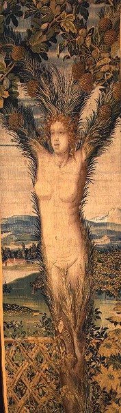 Uno de un par de tapices que representan a Dafne y Pitys, mediados del siglo XVI de Hans Karcher